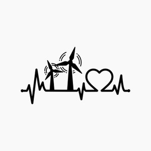 Wind Turbine Heartbeat. Svg Png Eps Dxf Cut files.