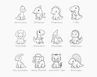 かわいい恐竜SVGバンドル – 恐竜クリップアート、カットファイル
