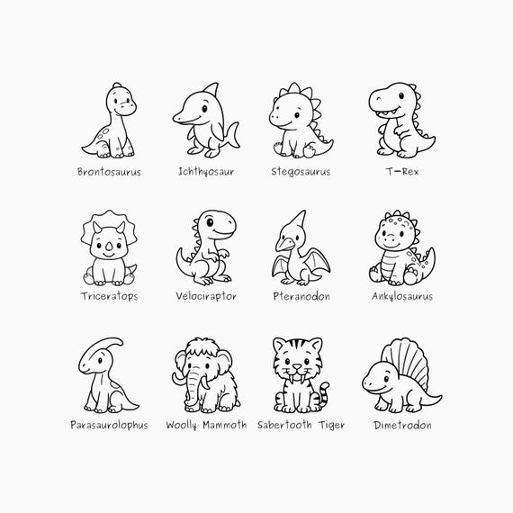 Kawaii Dinosaur SVG Bundle – Dino Clipart, Cut Files