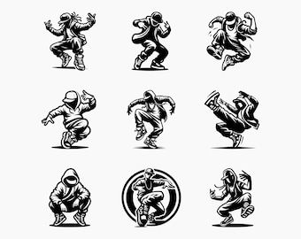 Hip Hop Dance. 9 Svg Bundle. Svg Png Eps Dxf Cut files.