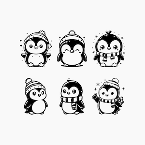Süßer Pinguin. 6 SVG-Bundle. Svg Png Eps Dxf Dateien schneiden.