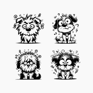 Frazzled Dog. 4 Svg Bundle. Svg Png Eps Dxf Cut files.