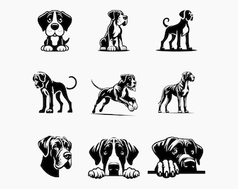 Dane Dog SVG Cut Files, Commercial Use Bundle