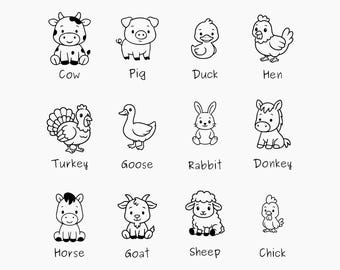 かわいい農場の動物SVGバンドル - ナーサリーカットファイル（デジタルダウンロード）