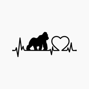 Gorilla Heartbeat. Svg Png Eps Dxf Cut files.