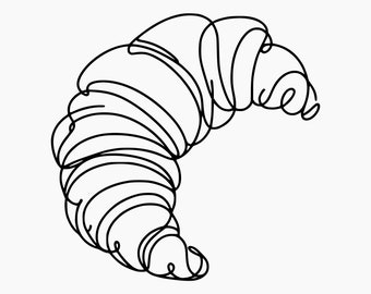 Croissant Line Drawing. Svg Png Eps Dxf Cut files.