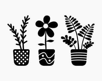 House plants set. Plant silhouette. Svg Png Eps Dxf Cut files.