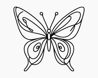 Butterfly Line Drawing. Svg Png Eps Dxf Cut files.