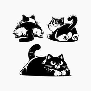 Cat Lying on its Stomach. 3 Svg bundle. Svg Png Eps Dxf Cut files.