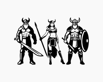 Guerreros vikingos. Archivos de corte Svg Png Eps Dxf.