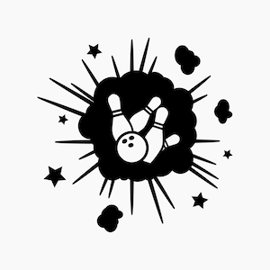 Exploding Bowling Strike. Svg Png Eps Dxf Cut files.