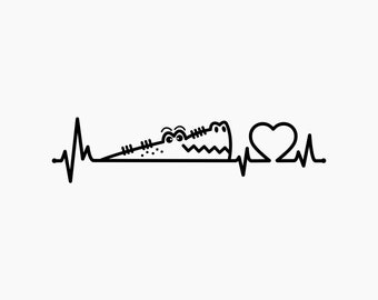 Alligator Heartbeat. Svg Png Eps Dxf Cut files.