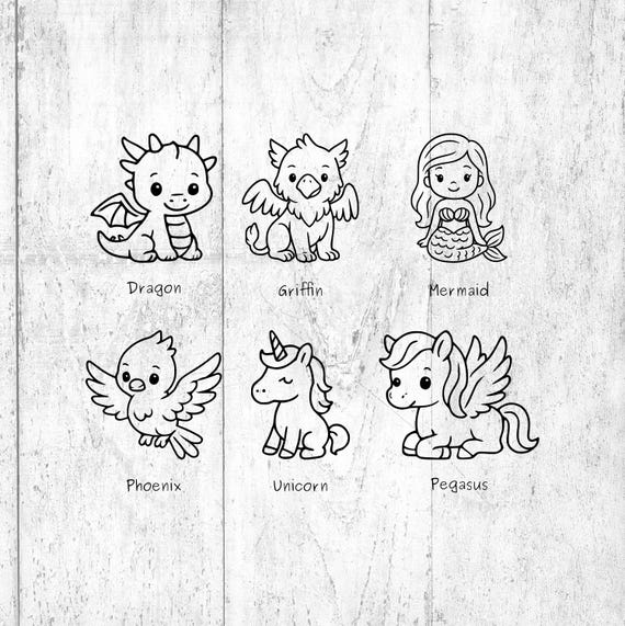 かわいい神話上の生き物のクリップアート – ファンタジーSVGバンドル