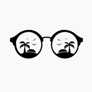 Sunglasses Palm Trees Silhouette. Svg Png Eps Dxf Cut files.