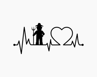Farmer Heartbeat. Svg Png Eps Dxf Cut files.