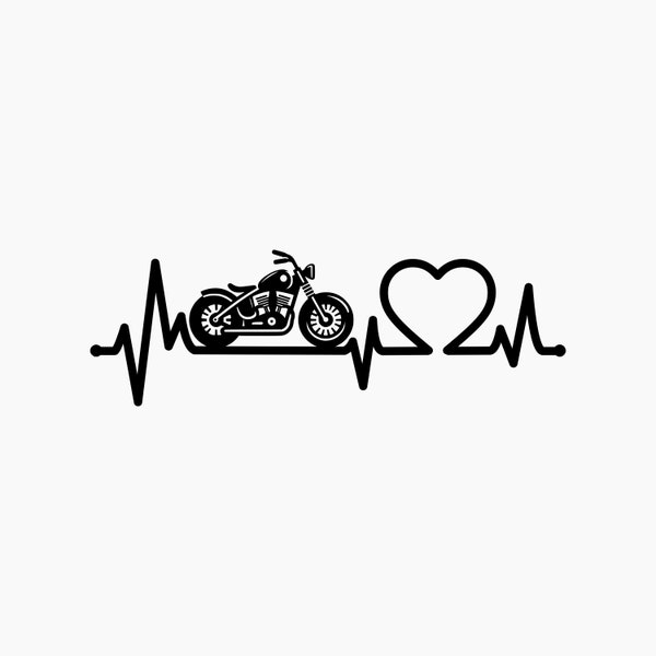 Bobber Bike Motorcycle Heartbeat. Svg Png Eps Dxf Cut files.