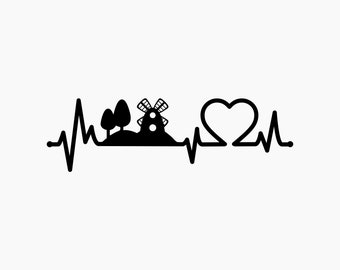 Mill Heartbeat. Svg Png Eps Dxf Cut files.