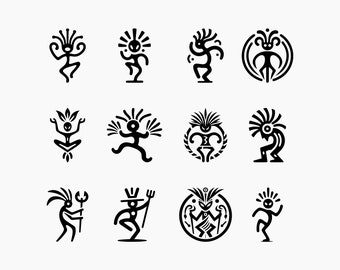 Kokopelli. 12 Svg bundle. Svg Png Eps Dxf Cut files.