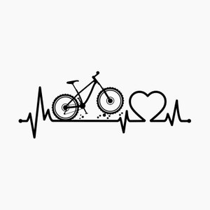 Mountainbike hartslag silhouet. Svg Png Eps Dxf Cut-bestanden.