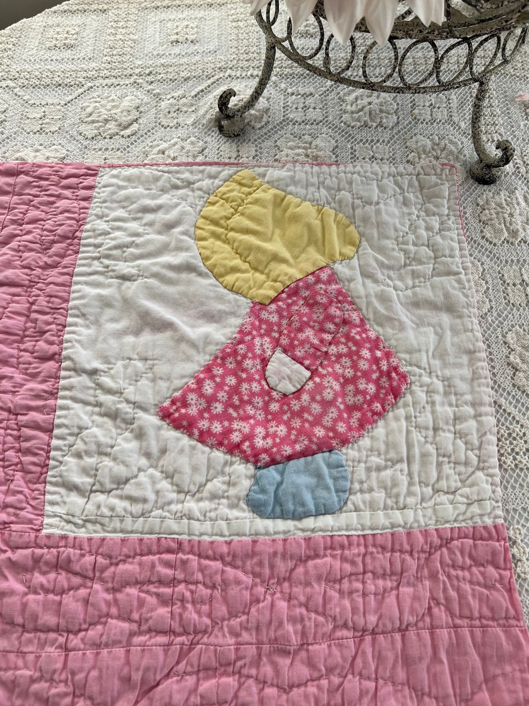 Handmade Vintage Patchwork Cutter Quilt Piece / Olddoll Quilt