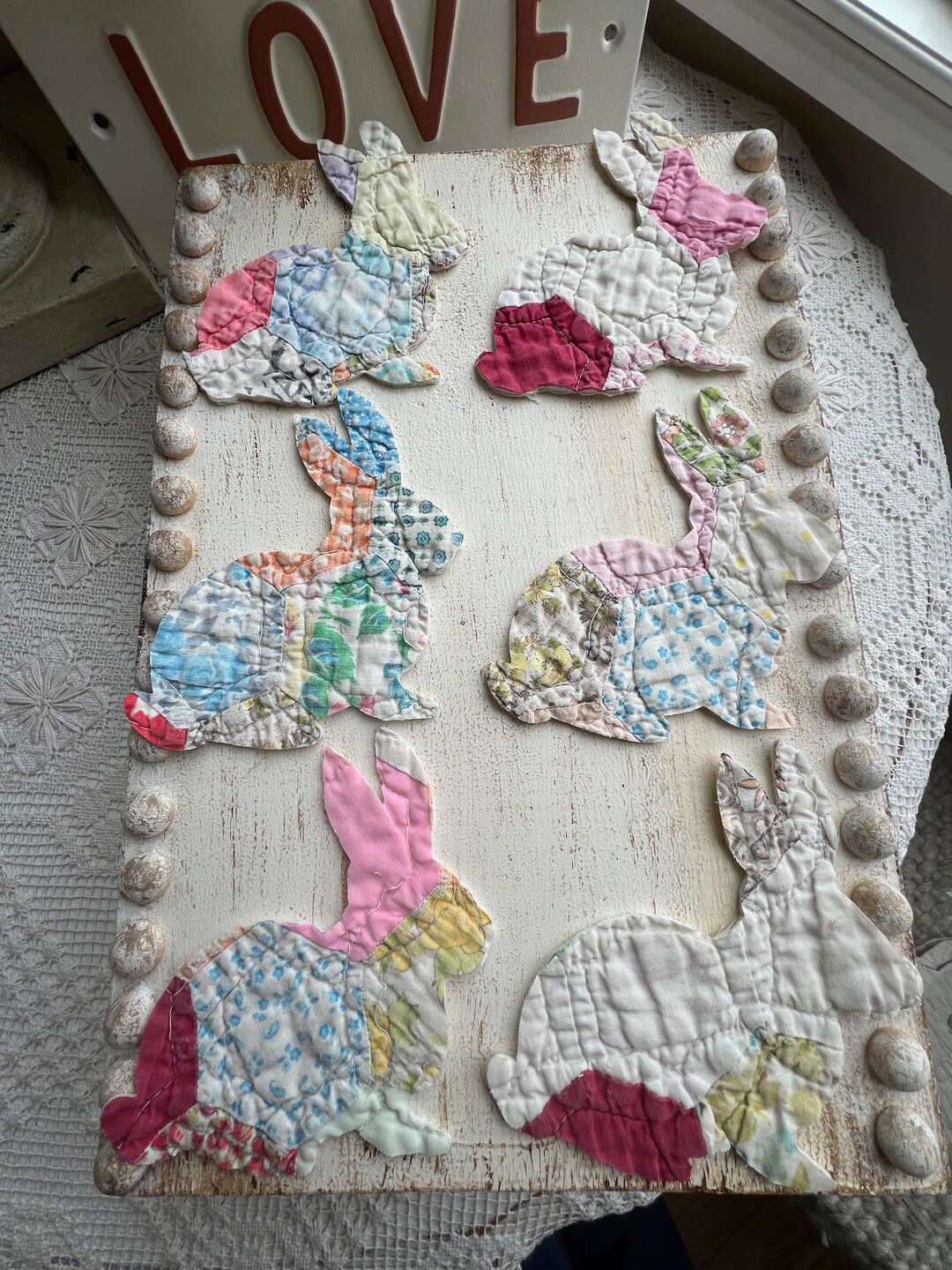 Vintage Quilt Easter Bunny Applique Set of 6 Handmade Cutter Quilt ...