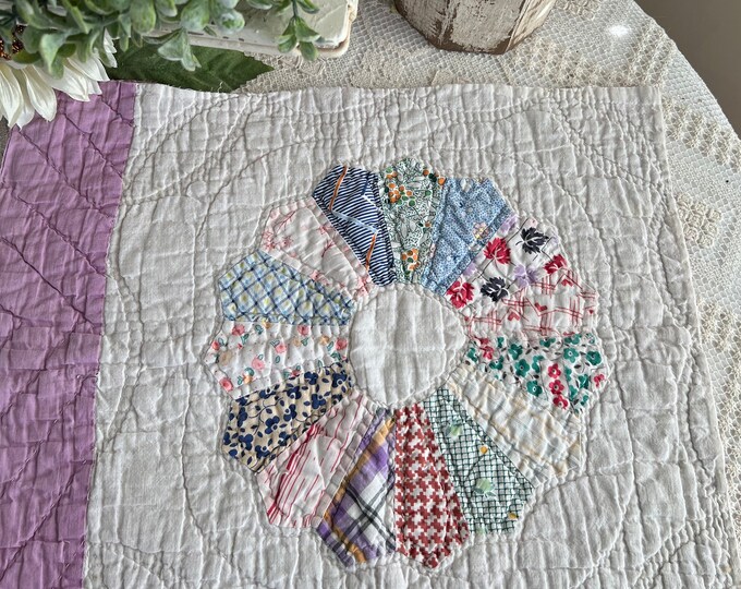 Vintage Patchwork Cutter Quilt Piece / Dresden Plate / Journal / Slow