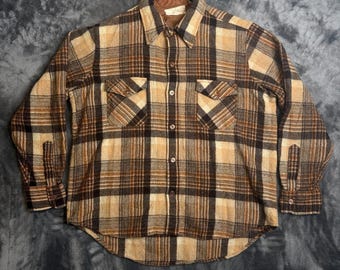 True Vintage Mens Store Långärmad Flanelltröja i Virgin Wool, Storlek XL, Quilted Halsringning