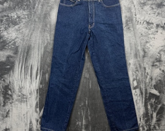 Season Vintage raka jeans damstorlek 30 mörktvättad hög midja denim