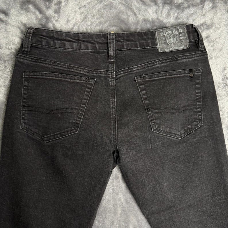Buffalo David Bitton Six Straight Leg Jeans Mens 33x30 Black Faded Denim 684748 image 11