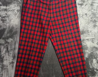 Vintage Pendleton Wool Pants Mens Size 44x27 Red Tartan Plaid Pattern Chino