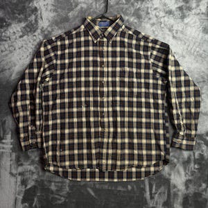 Camisa de flanela xadrez de lã com botões e mangas compridas Sir Pendleton para homem, tamanho GG. imagem 1