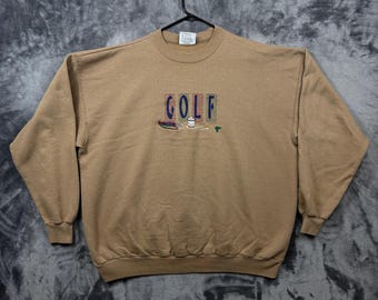 Sudadera M&C Sport para hombre, talla XXL, color marrón, con bordado de golf, cuello redondo, modelo 8329