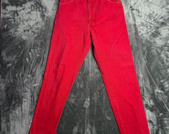 Vintage Damen Wrangler Cherry Red Jeans Western hohe Taille 14MWZMR Slim Fit