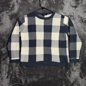 Pendleton herentrui ronde hals katoen dubbel gebreide plaid maat Large afbeelding 1