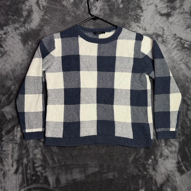 Pendleton herentrui ronde hals katoen dubbel gebreide plaid maat Large afbeelding 1