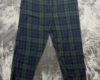 Polo Ralph Lauren Pyjama Hose Herren XL Grün Blau Blackwatch kariert Baumwolle Schlafsack