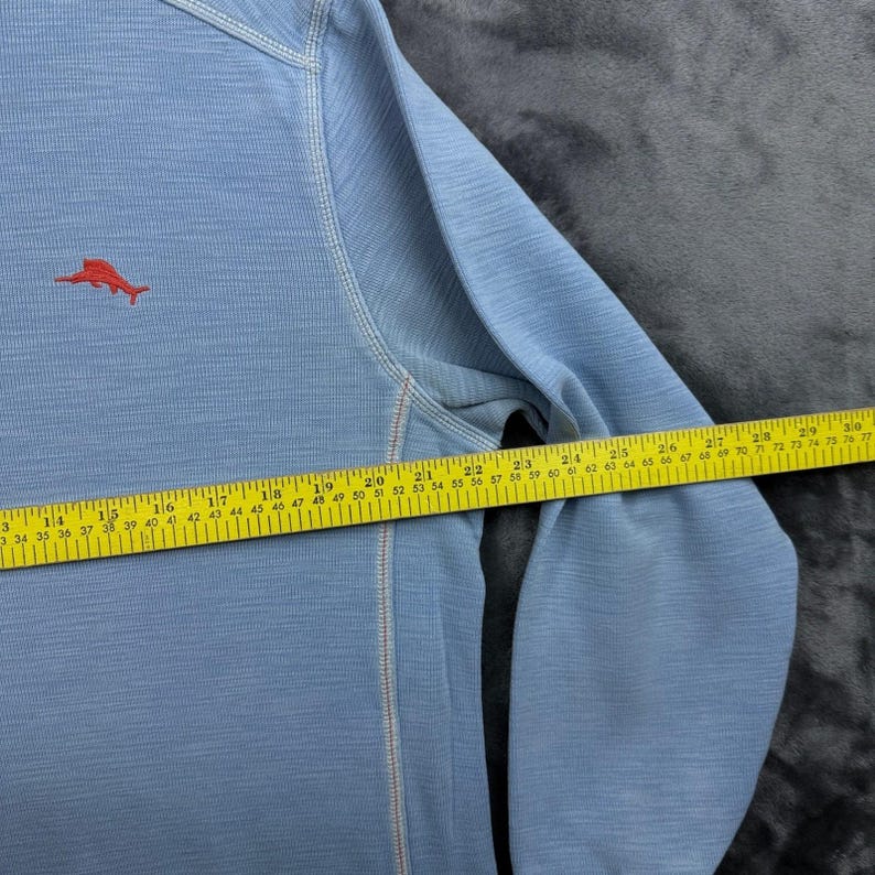 Tommy Bahama Sweatshirt Mens Medium Blue Slub Knit Marlin Logo Pullover Crewneck image 6