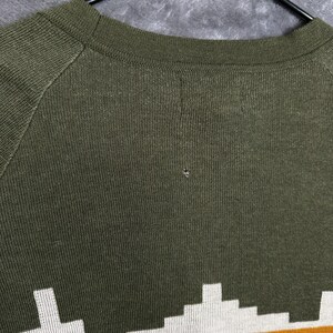Cardigã feminino Pendleton verde com estampa azteca em lã merino e decote em V, tamanho pequeno, estilo western. imagem 10
