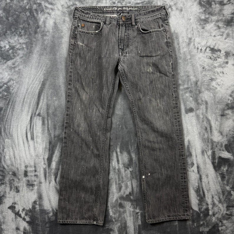Buffalo David Bitton Jeans Mens 30 Black Straight Leg Paint Splatter Distressed image 1