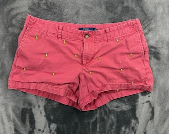 Pantaloncini chino da donna Polo Ralph Lauren, taglia 4, rosa, con logo del pony ricamato su tutta la superficie.