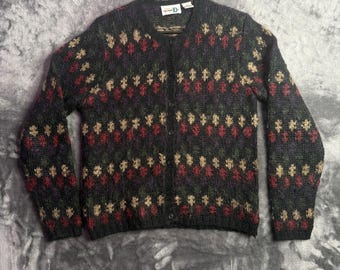 Cardigan da donna in mohair Paul Harris Design, maniche lunghe, motivo geometrico, taglia S