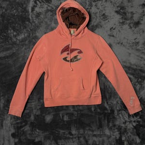 Billabong Hoodie Womens Medium Pink Velvet Logo Pullover Sweatshirt J521UELN