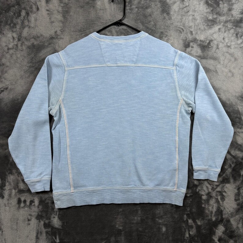 Tommy Bahama Sweatshirt Mens Medium Blue Slub Knit Marlin Logo Pullover Crewneck image 8