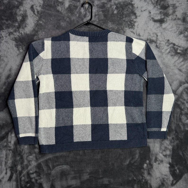 Pendleton herentrui ronde hals katoen dubbel gebreide plaid maat Large afbeelding 6