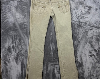 Z. Brand-cargobroek dames 29 olijfgroen ripstop Y2K-rits met lage taille en zoom