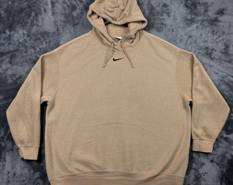 Sudadera con capucha Nike para hombre, talla grande, color beige, de felpa, con logo Swoosh bordado DD5118-200
