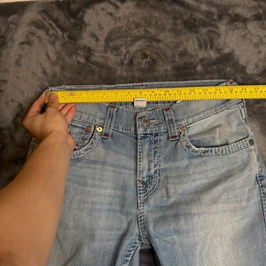 Vintage y2k True Religion Skinny Light Wash Faded Denim Jeans Size 32x26 image 5