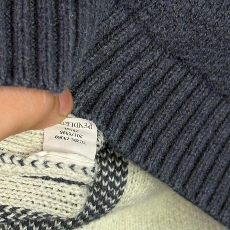 Pendleton herentrui ronde hals katoen dubbel gebreide plaid maat Large afbeelding 7