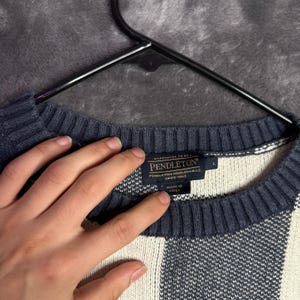 Pendleton herentrui ronde hals katoen dubbel gebreide plaid maat Large afbeelding 2