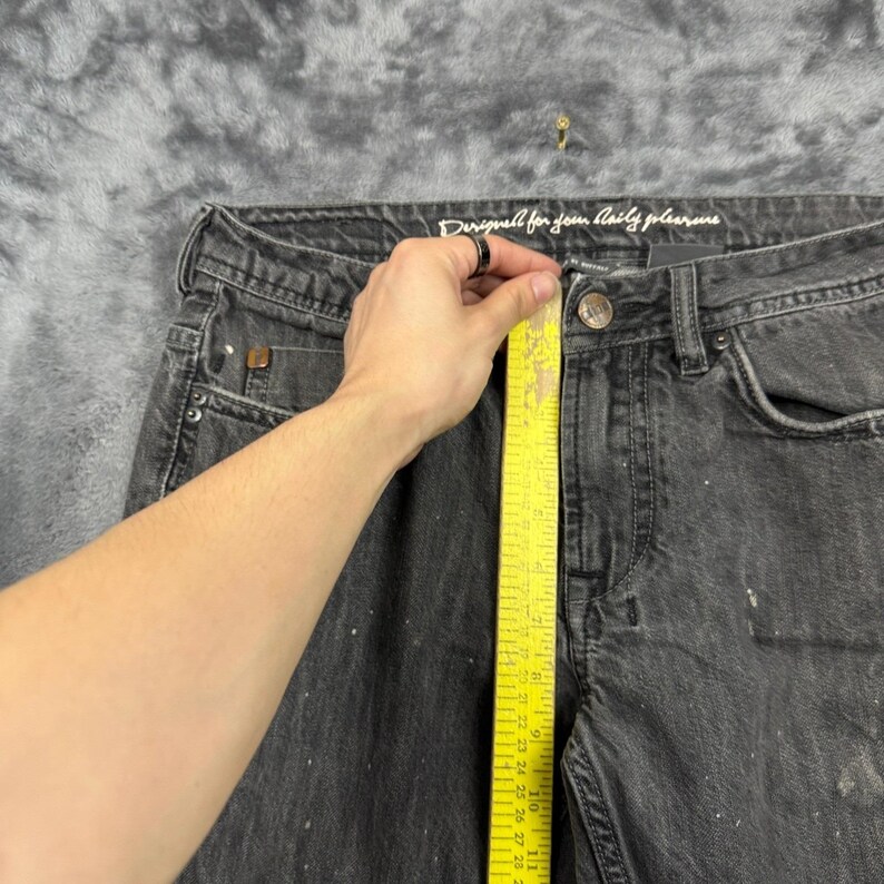 Buffalo David Bitton Jeans Mens 30 Black Straight Leg Paint Splatter Distressed image 5